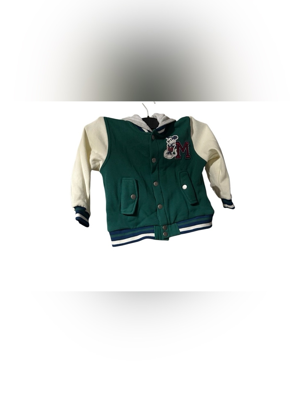 Disney Green and Cream Mickey Varsity Hoodie